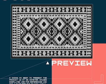 Geometric Dark Gray And Black Vinyl Rug, Ethnic Vinyl Floor Mat, Black and Gray Vinyl Floor Mat, Kitchen Mat, Vinyl Flooring, Comfort Mat