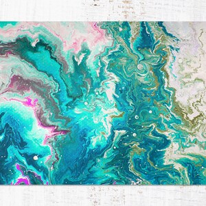 Abstract Turquoise Chair Mat, Blue Protective Mat, Pink Splat Mat, Marble Vinyl Floor Mat, Chair Pad, Area Rug, Kids Room Decor, Splash Mat image 1