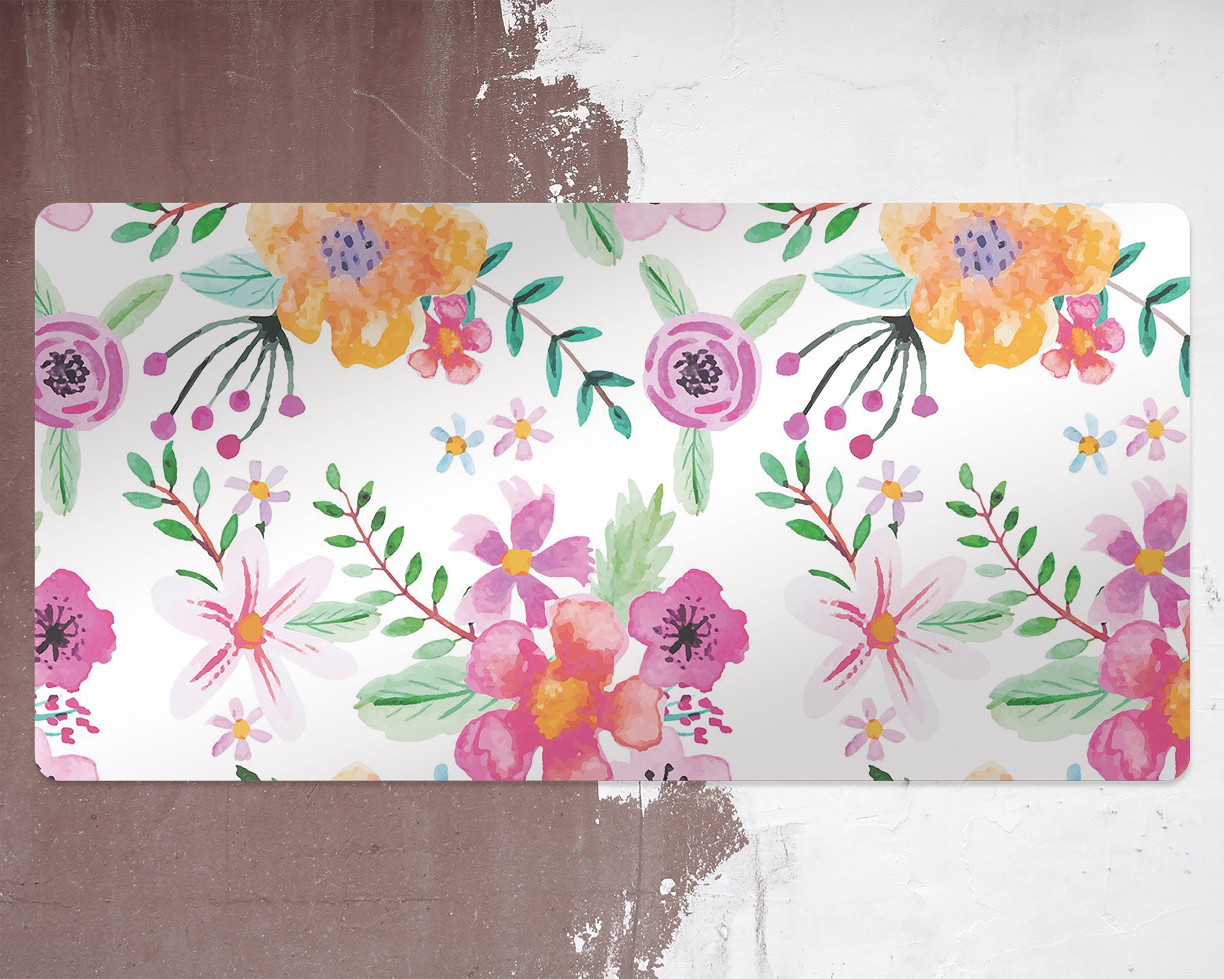 Alternative Floral Desk Pad Pink Desk Blotter Yellow Etsy