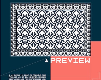 May include: Black and white geometric pattern tile with a border of circles. The tile is a preview of a larger design.