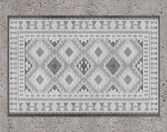 Amadi Vinyl Mat plain mat PVC mat #13PW tribal ornament seamless african pattern ethnic carpet chevrons aztec style bright colors