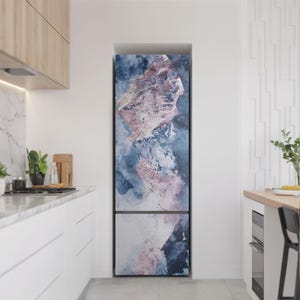 Abstract Watercolor Pattern Fridge Magnetic Decal, Blue Aesthetic Fridge Magnet, Gift Idea, Refrigerator Cover