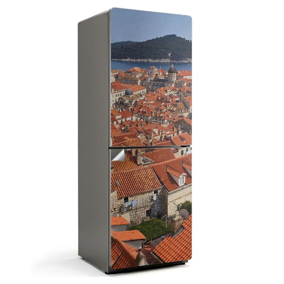 OEDIM Sticker Frigo Jetée En Bois Coucher De Soleil - Autocollant Décoratif Adhésif 185x70 Cm