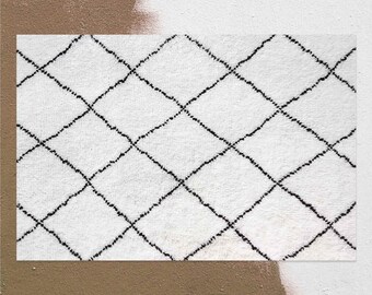 White Black Striped Forming Diamonds Vinyl Mat, Geometric Vinyl Floor Mat, White and Black Vinyl Rug, Linoleum Rug, Area Rug, Comfort Mat