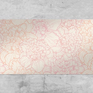 Pink Kish Peonies Desk Pad, Beige Keyboard Mat, Salmon Desk Protector, Floral Desk Blotter, Desk Protector, Decorative Mat, Comfort Mat
