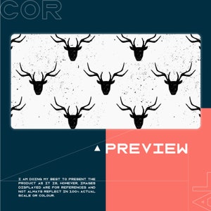 Black Deer Desk Pad, White Keyboard Mat, Black Desk Protector, Animals Desk Blotter, Desk Protector, Desk Cover, Comfort Mat
