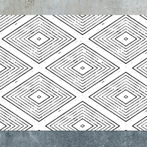 Stripes Ink Vinyl Mat, Black Vinyl Floor Mat, White Vinyl Rug, Geometric Linoleum Rug, Floor Mat, Kitchen Decor, Kitchen Mats For Floor