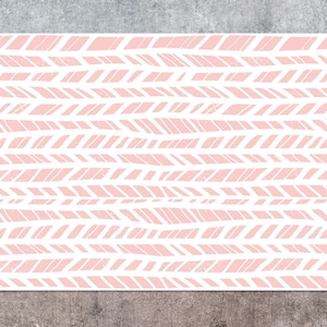 Abstract Leaves Vinyl Mat, Pink Linoleum Rug, White Vinyl Floor Mat, Herringbone Vinyl Rug, PVC Mat, Area Rug, Kitchen Mats For Floor