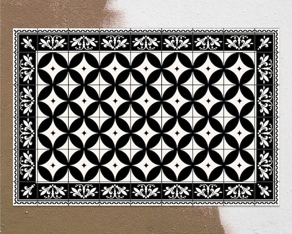 Black And White Pattern Vinyl Floor Cloth