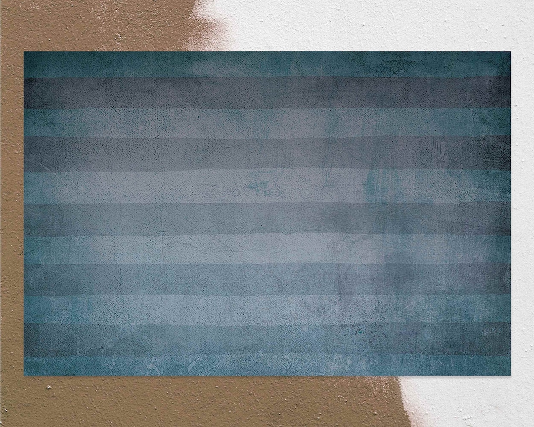 Vinette Shiny Lazure Stripes Vinyl Mat, Striped Vinyl Floor Mat, Blue ...