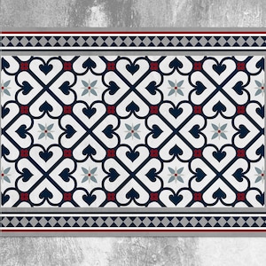Abstract Geometricaly Leaf Carpet Vinyl Mat, Gray Linoleum Rug, Red Vinyl Floor Mat, Tile Vinyl Rug, Kitchen Mat, Area Rug, Comfort Mat
