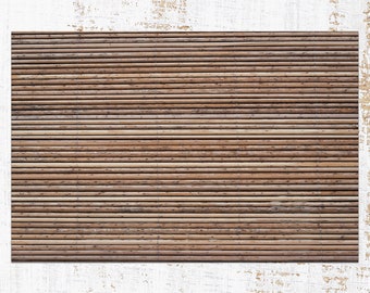 Chike Bamboo Brown Vinyl Mat, Brown Vinyl Rug, Bronze Linoleum Rug, Wood Vinyl Floor Mat, Floor Mat, Vinyl Flooring, Art Mat