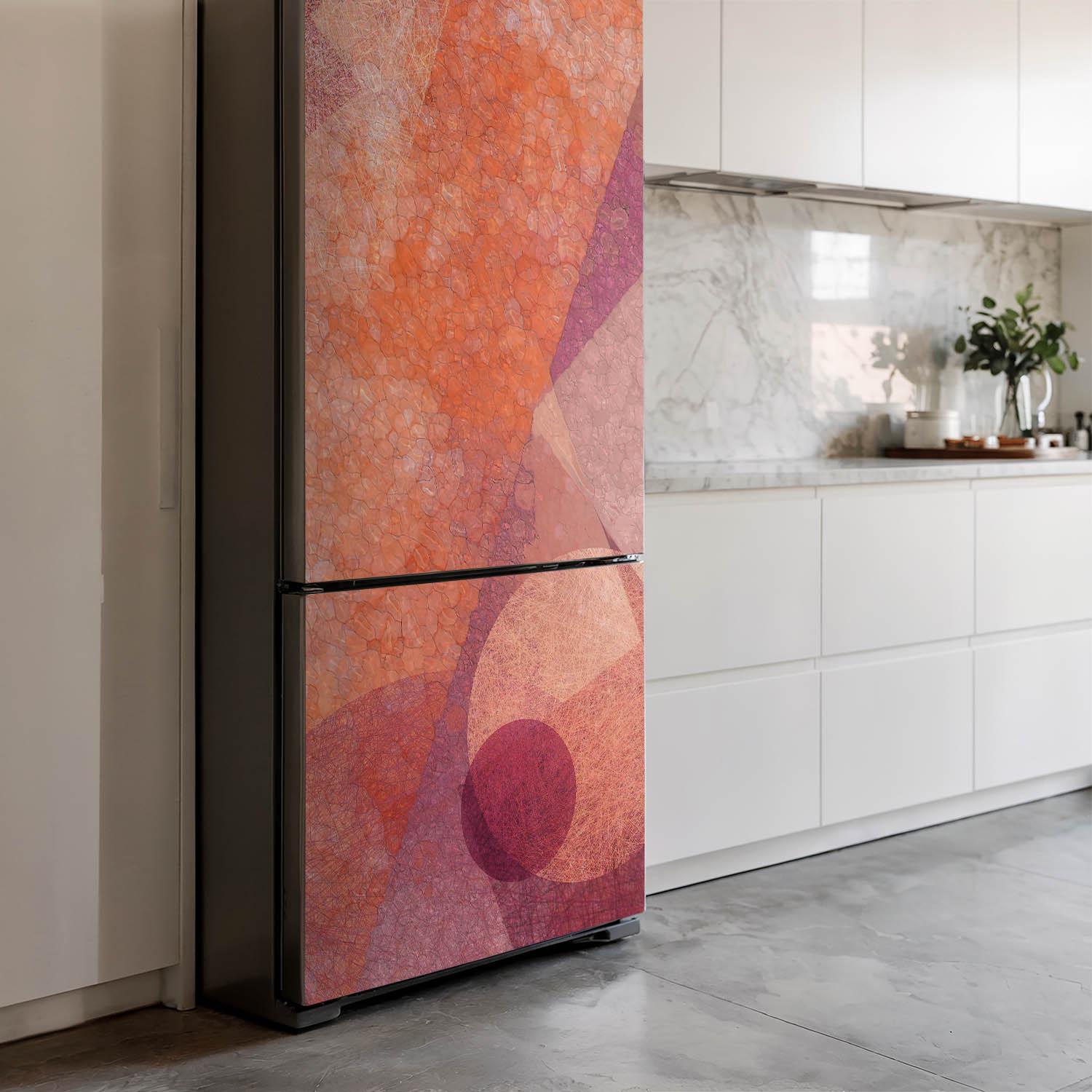 Adesivo magnetico per frigorifero con motivo astratto con cerchi, elegante calamita arancione per frigorifero, idea regalo, decorazione per frigorifer