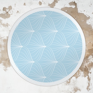 Adrift Vinyl Floor Mat, Round Vinyl Mat, Geometric Vinyl Mat, Blue and White Round Rug, Linoleum Rug, Vinyl Flooring, Kitchen Mats For Floor
