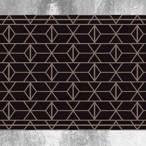 Retro Vinyl Mat, Black Vinyl Rug, Beige Linoleum Rug, Geometric Vinyl Floor Mat, Floor Mat, Decorative Mat, Kitchen Mats For Floor