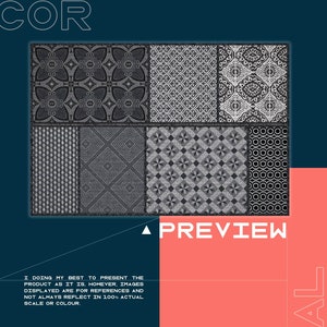 Patchwork Vinyl Teppich, Eclectic Vinyl Teppich, Grau und Schwarz Vinyl Bodenmatte, Küchenmatte, Küchendeko, Küchenmatten für den Boden