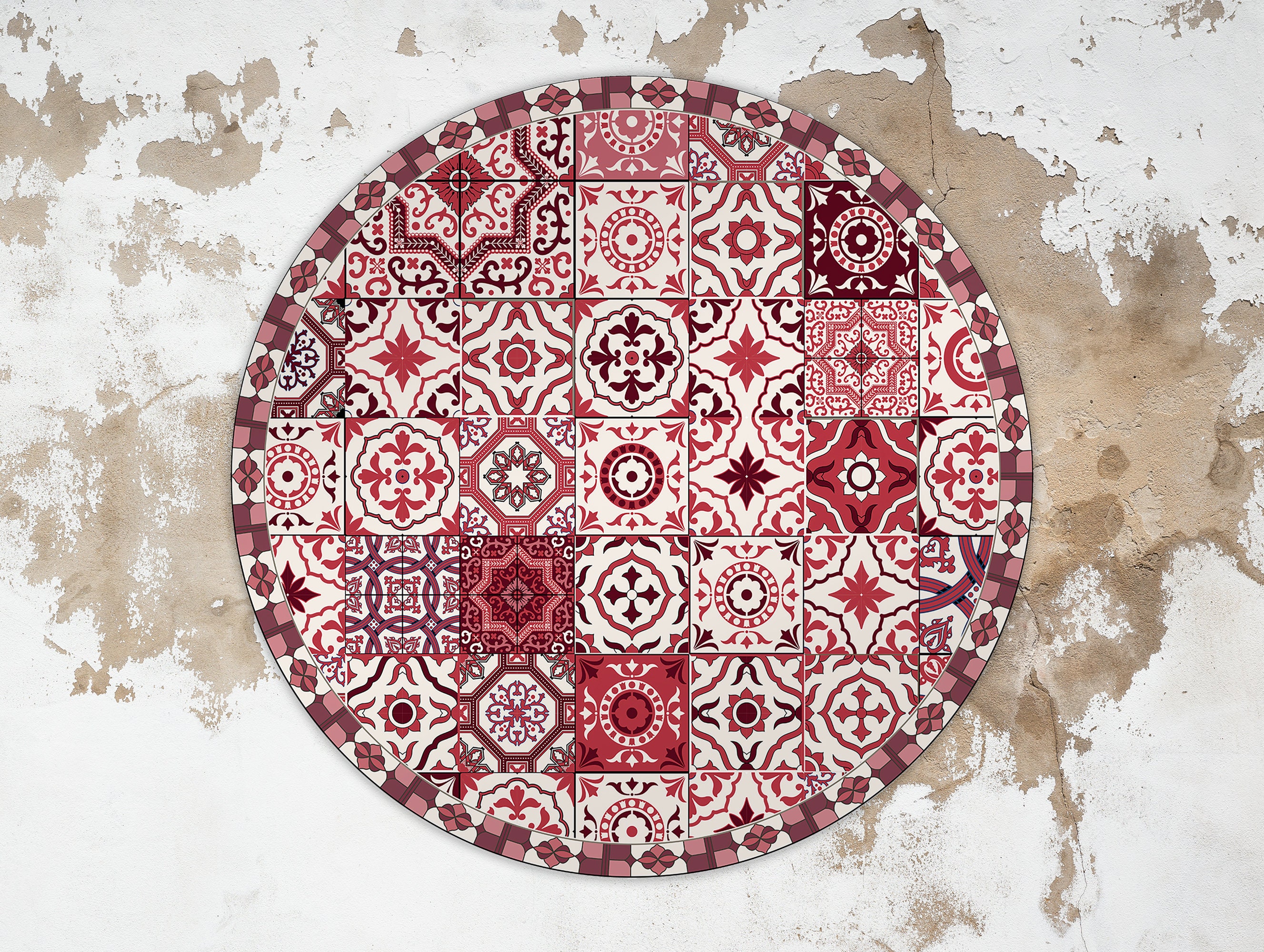 Berry Vinyl Floor Mat Round Vinyl Mat Tile Vinyl Mat Red Etsy