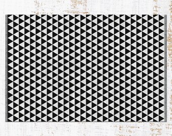 Black and White Geometric Vinyl Floor Mat: Kitchen Rug - Etsy