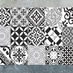 Eclectic Gothic Contrast Color Vinyl Mat, Black Linoleum Rug, White Vinyl Floor Mat, Tile Vinyl Rug, PVC Mat, Decorative Mat, Comfort Mat
