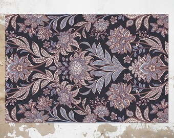 Dark Purple Baroque Carpet Vinyl Mat, Purple Linoleum Rug, Navy Vinyl Floor Mat, Flowers Vinyl Rug, Linoleum Mat, Decorative Mat, Art Mat