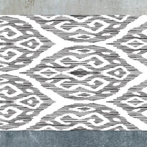 Grauer Linoleum Teppich, Indischer Teppich, Bodenmatte, Vinyl Bodenmatte, Handgewebter Teppich, Bodenmatte, Dekorative Bodenmatte