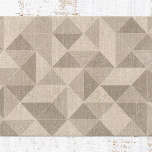 Carpet Triangles Vinyl Mat, Beige Vinyl Floor Mat, Brown Vinyl Rug, Geometric Linoleum Rug, Linoleum Mat, Area Rug, Kitchen Mats For Floor