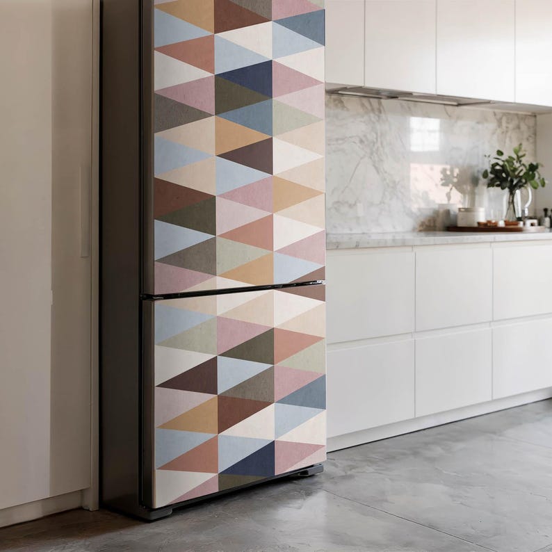 Triangles Freezer Geometry of Triangles in the System Fridge Magnetic Decal, Beige ...
