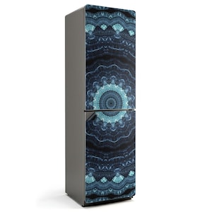 Geometric Mandala Pattern Fridge Magnetic Decal, Navy Aesthetic Fridge Magnet, Modern Kitchen Decor, Refrigerator Skin