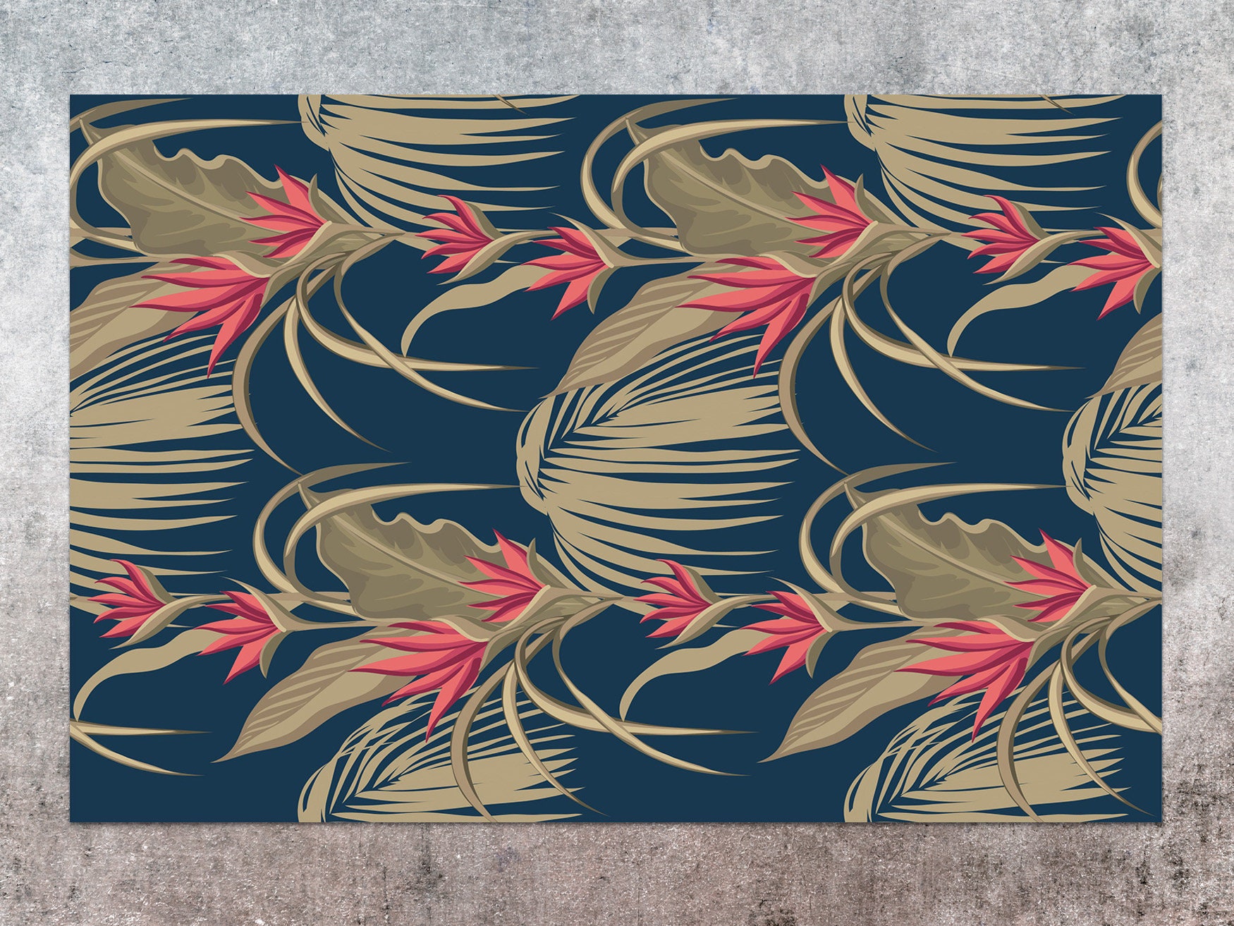 Art Deco Floral Vinyl Mat Green Linoleum Rug Red Vinyl Floor Etsy