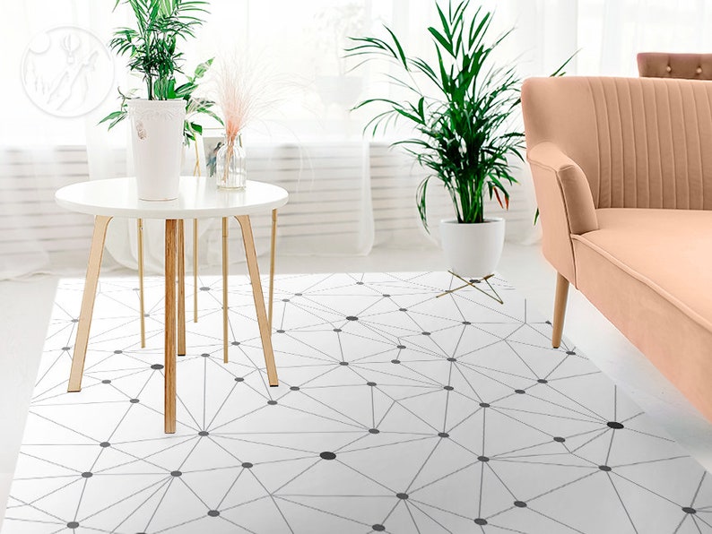 Black and White Vinyl Mat Black Linoleum Rug White Vinyl Etsy