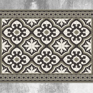 Moroccan Brown Creamy Vinyl Mat, Brown Linoleum Rug, Beige Vinyl Floor Mat, Tile Vinyl Rug, Kitchen Mat, Vinyl Flooring, Comfort Mat