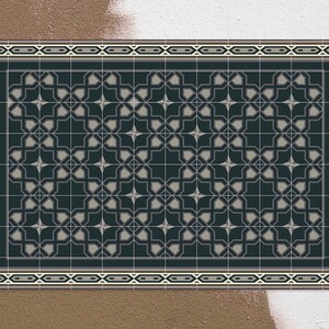 Rug Pattern Like From A Gothic Vinyl Floor Mat, Classical Vinyl Rug, Blue and Gray Vinyl Mat, Linoleum Mat, Area Rug, Bath Mat