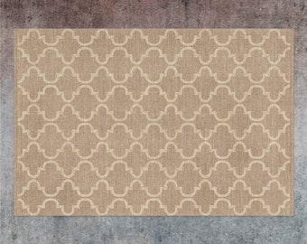 Popular Moroccan Pattern Vinyl Rug, Moroccan Vinyl Mat, Beige and Bronze Vinyl Floor Mat, Linoleum Rug, Vinyl Flooring, Vinyl Rugs and Mats