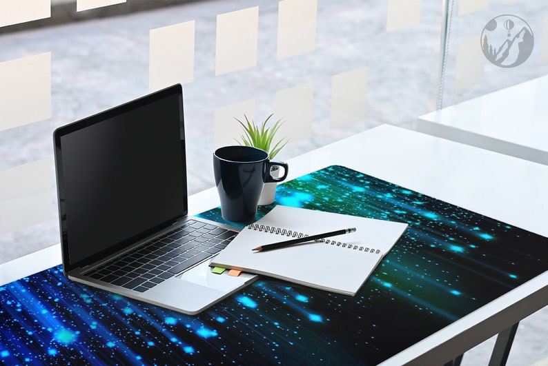 Shooting Stars Desk Pad Blue Desk Protector Indigo Desk Etsy