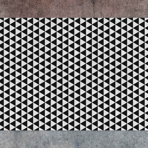 Black And White Triangle Vinyl Floor Mat, Geometric Vinyl Rug, Black and White Vinyl Mat, Linoleum Mat, Kitchen Decor, Vinyl Rugs and Mats
