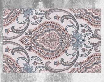 Rose Retro Vinyl Mat, Purple Linoleum Rug, Pink Vinyl Floor Mat, Oriental Vinyl Rug, Linoleum Mat, Vinyl Flooring, Vinyl Rugs and Mats