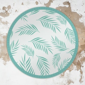 Hawaii Vinyl Floor Mat, Round Vinyl Mat, Plants Vinyl Mat, Green and Blue Round Rug, Linoleum Mat, Area Rug, Vinyl Rugs and Mats