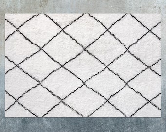 Thin Lines Vinyl Mat, Black Linoleum Rug, White Vinyl Floor Mat, Geometric Vinyl Rug, Kitchen Mat, Vinyl Flooring, Vinyl Rugs and Mats