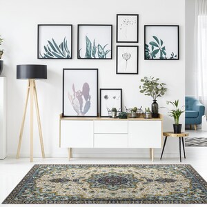 Orientteppich, Bodenmatte, Beige Vinyl Teppich, Klassischer Linolteppich, Küchenmatte, Dekorative Matte, Komfort Matte Bild 4