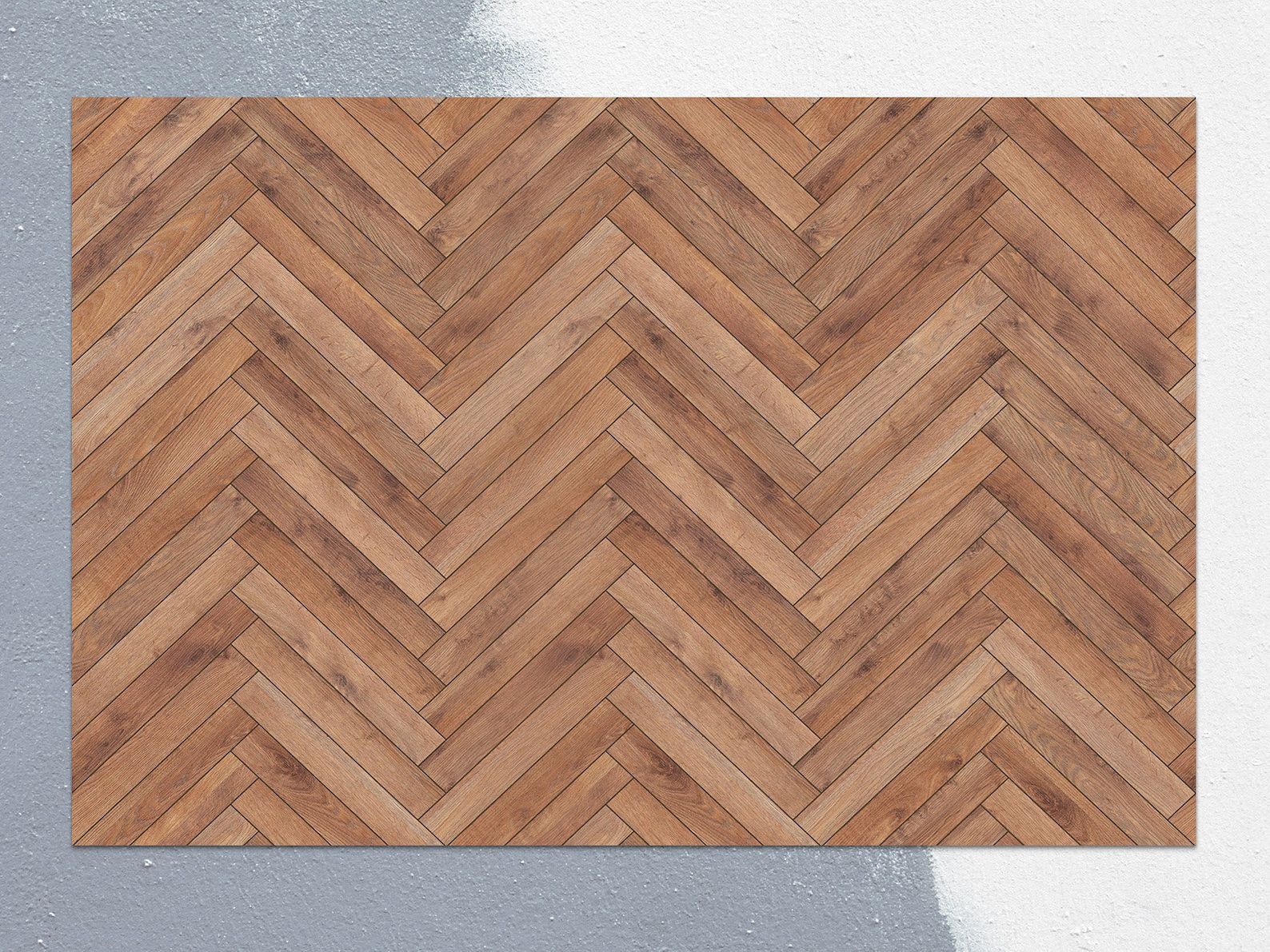 Classic Herringbone Parquet Vinyl Mat, Bronze Linoleum Rug, Brown Vinyl ...