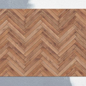 Classic Herringbone Parquet Vinyl Mat, Bronze Linoleum Rug, Brown Vinyl Floor Mat, Wood Vinyl Rug, Floor Mat, Area Rug, Comfort Mat