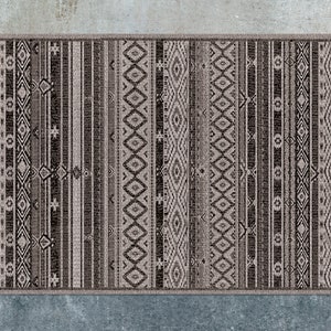 Scandinavian Brown Vinyl Mat, Brown Linoleum Rug, Bronze Vinyl Floor Mat, Ethnic Vinyl Rug, Linoleum Mat, Area Rug, Vinyl Rugs and Mats