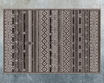 Scandinavian Brown Vinyl Mat, Brown Linoleum Rug, Bronze Vinyl Floor Mat, Ethnic Vinyl Rug, Linoleum Mat, Area Rug, Vinyl Rugs and Mats