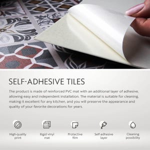 Decorative Stone Tile Stickers, Peel and Stick Tiles, Texture Tile Stickers, Beige Decal Decor, Bathroom Tile Stickers, Set of 9 image 7