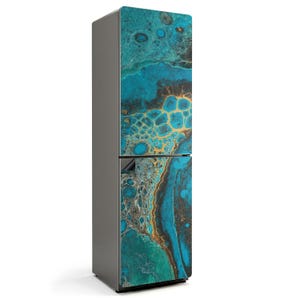 Abstract Fluid Pattern Fridge Magnetic Decal, Turquoise Aesthetic Fridge Magnet, Modern Kitchen Decor, Fridge Mat