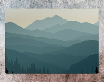 Mountains Chair Mat, Blue Splat Mat, Beige Vinyl Floor Mat, Nature Protective Mat, Floor Mat, Area Rug, Comfort Mat, Game Room Rug