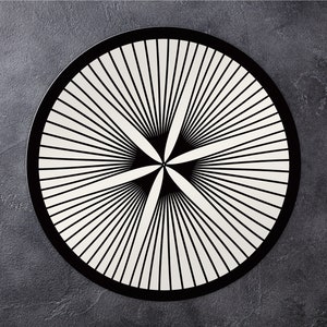 Floral Line Vinyl Mat, Round Vinyl Mat, Geometric Round Rug, Black and White Vinyl Floor Mat, Linoleum Mat, Decorative Mat, Comfort Mat