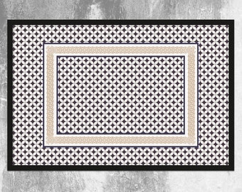 Fine Jewel Vinyl Mat, Beige Linoleum Rug, Black Vinyl Floor Mat, Geometric Vinyl Rug, Kitchen Mat, Kitchen Decor, Kitchen Mats For Floor