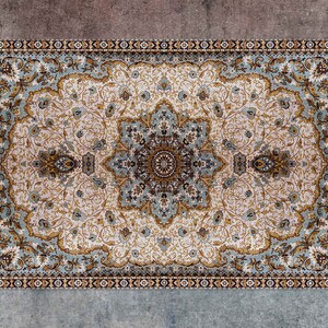 Brown Classic Rug With A Flower Vinyl Rug, Classical Vinyl Mat, Beige and Bronze Vinyl Floor Mat, Linoleum Mat, Decorative Mat, Comfort Mat