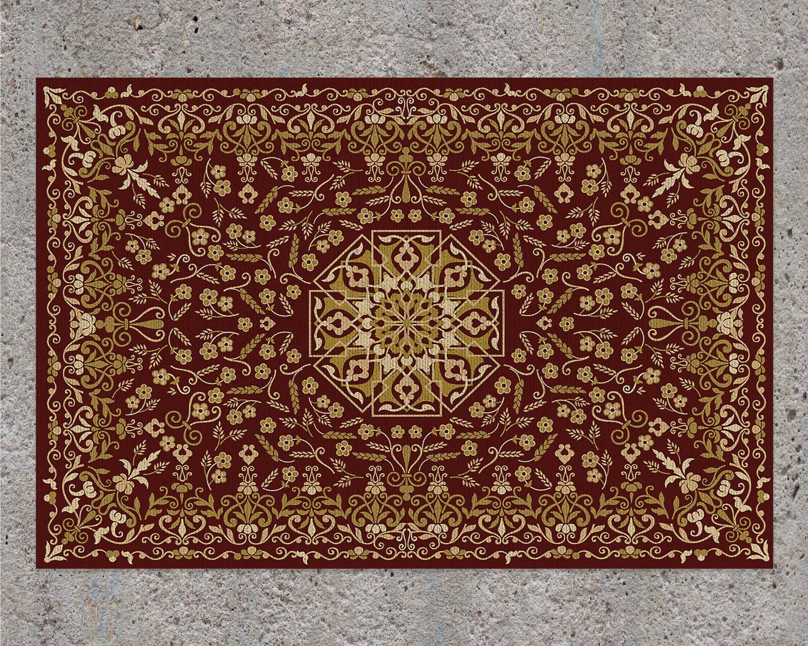 Ornament Vintage Arabic Pattern Vinyl Floor Mat Classical Etsy